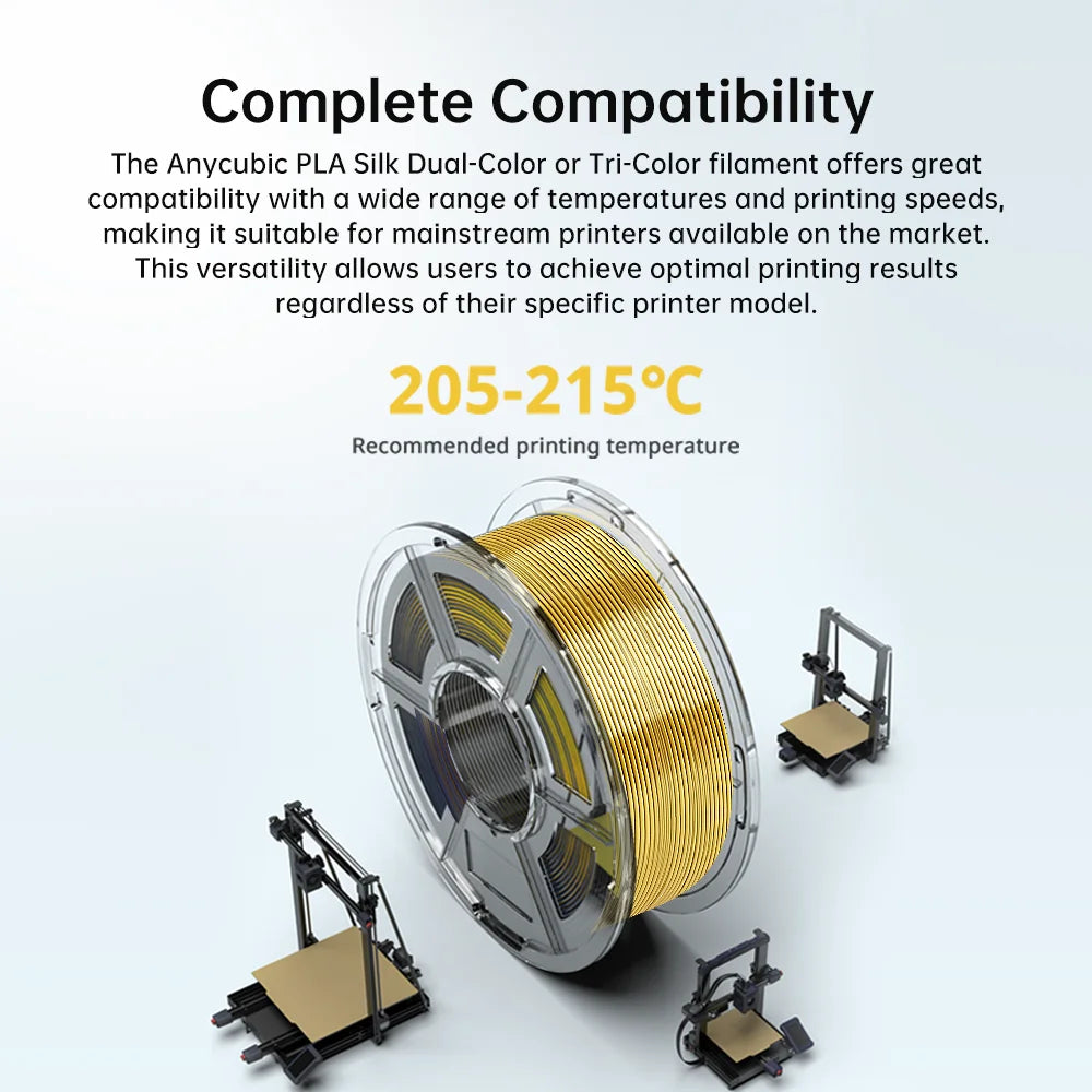 ANYCUBIC Silk PLA dvoubarevný tříbarevný 1,75 mm PLA vlákno 1 kg pro FDM 3D tiskárnu Shine Bright Vícebarevný 3D tiskový materiál