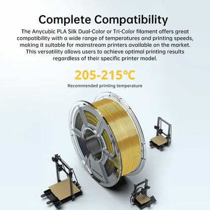 ANYCUBIC Silk PLA dvoubarevný tříbarevný 1,75 mm PLA vlákno 1 kg pro FDM 3D tiskárnu Shine Bright Vícebarevný 3D tiskový materiál