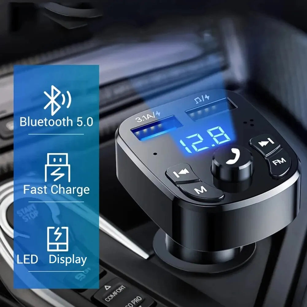 Mp3 přehrávač do auta Duální USB rychlá nabíječka FM Bluetooth přijímač Kompatibilní s 5,0 Fm vysílačem USB flash disk Sada do auta