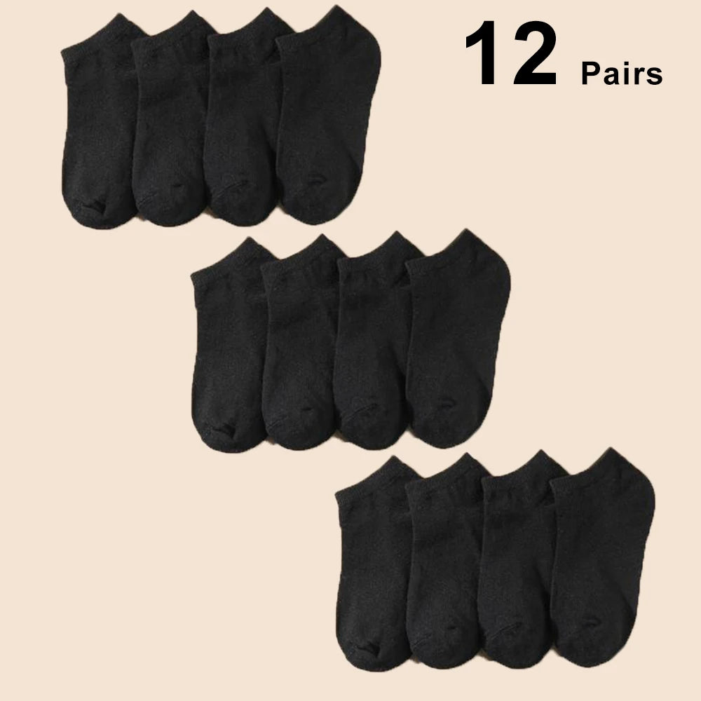 12 párů Pánské jednobarevné lodní ponožky Pohodlné prodyšné Vysoce kvalitní obchodní nízkotubusové ponožky Pro volný čas Pánské pantofle Ponožky na zem