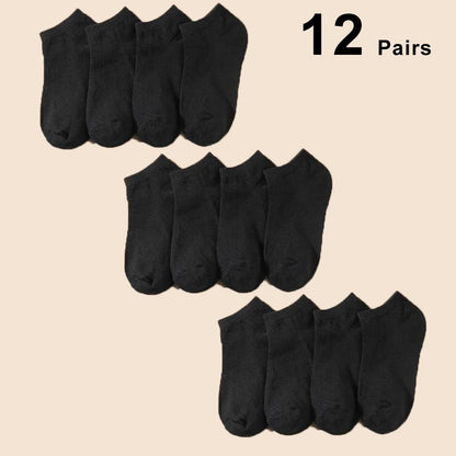 12 párů Pánské jednobarevné lodní ponožky Pohodlné prodyšné Vysoce kvalitní obchodní nízkotubusové ponožky Pro volný čas Pánské pantofle Ponožky na zem