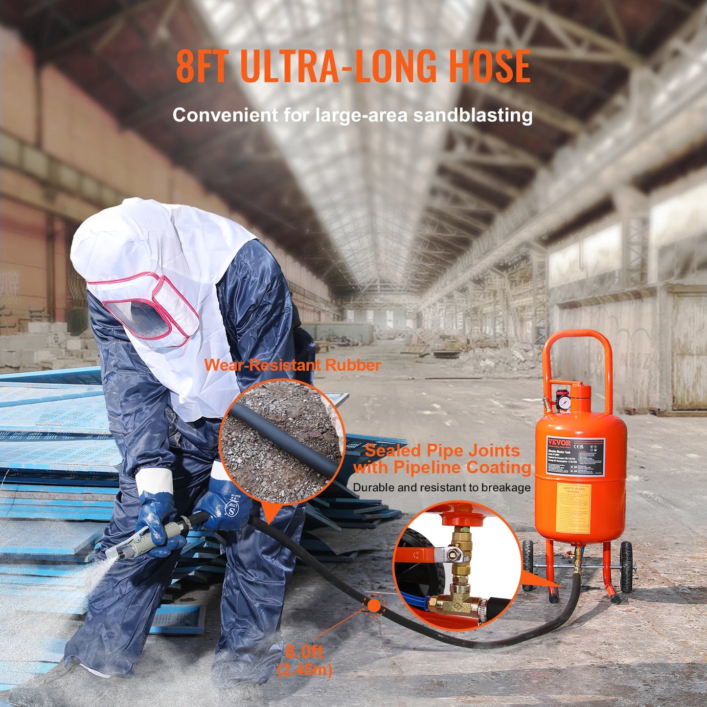 Sada přenosných vzduchových pískovačů VEVOR 5/10/20 galonů 60-110 PSI se separátorem oleje a vody pro odstraňování rzi