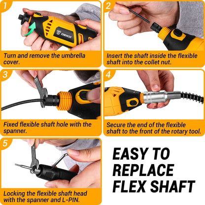 Sada rotačních nástrojů DEKO 220v Elektrické ruční rotační nářadí Mini na dřevo/kov, elektrická bruska