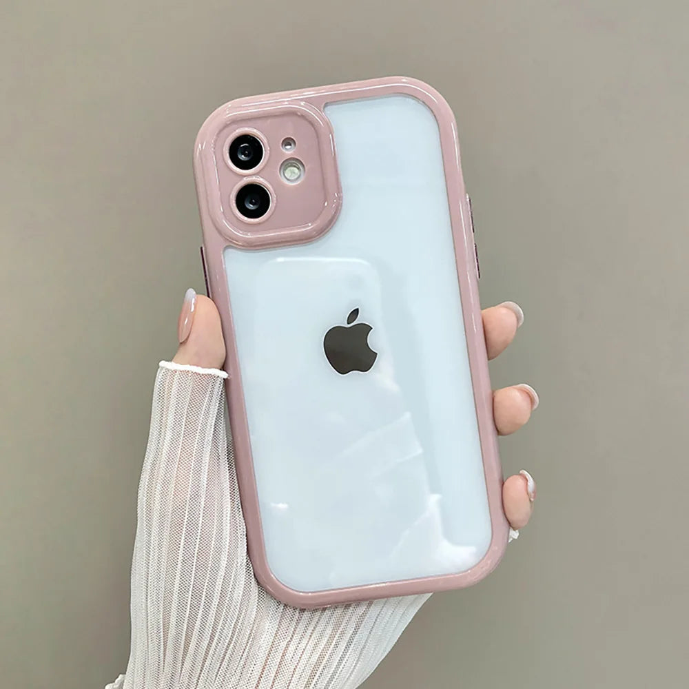 Pouzdro na telefon Candy Color pro iPhone 14 11 12 13 Pro Max X XR XS 7 8 SE Čirý nárazuvzdorný silikonový průhledný zadní kryt