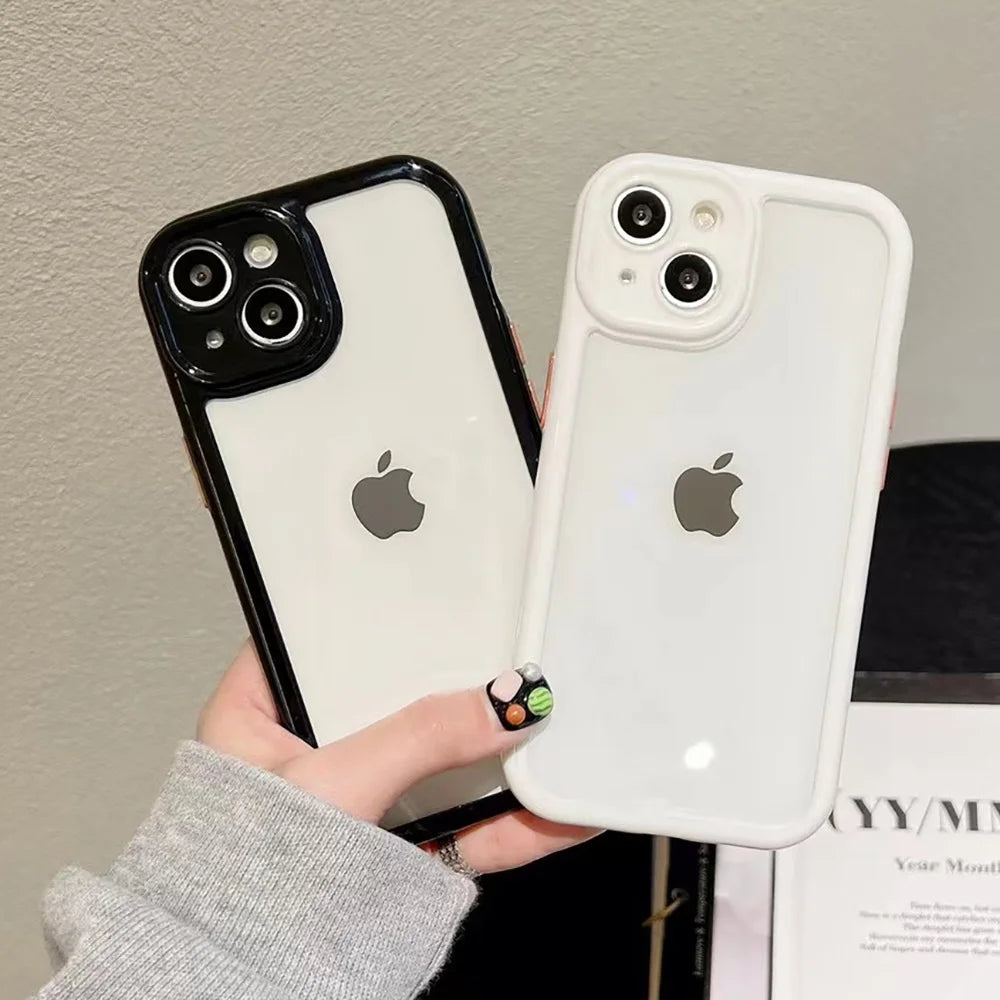 Pouzdro na telefon Candy Color pro iPhone 14 11 12 13 Pro Max X XR XS 7 8 SE Čirý nárazuvzdorný silikonový průhledný zadní kryt