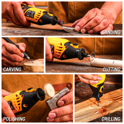 Sada rotačních nástrojů DEKO 220v Elektrické ruční rotační nářadí Mini na dřevo/kov, elektrická bruska