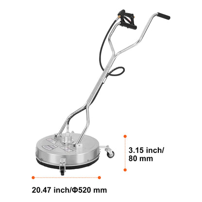 VEVOR 15/18/20/24" čistič povrchů tlaková myčka s rukojetí a kolečky Čistič na beton z nerezové oceli 4000 Max PSI pro zahradu