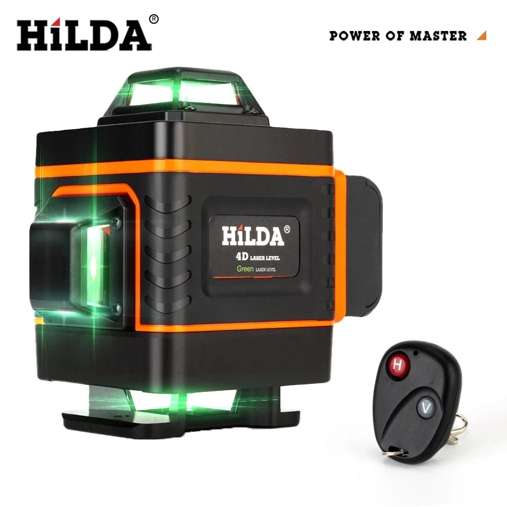 HILDA 4D Laser Nivelační křížová čára Zelená laserová vodováha samonivelační víceúčelová vodováha horizontální vertikální měření