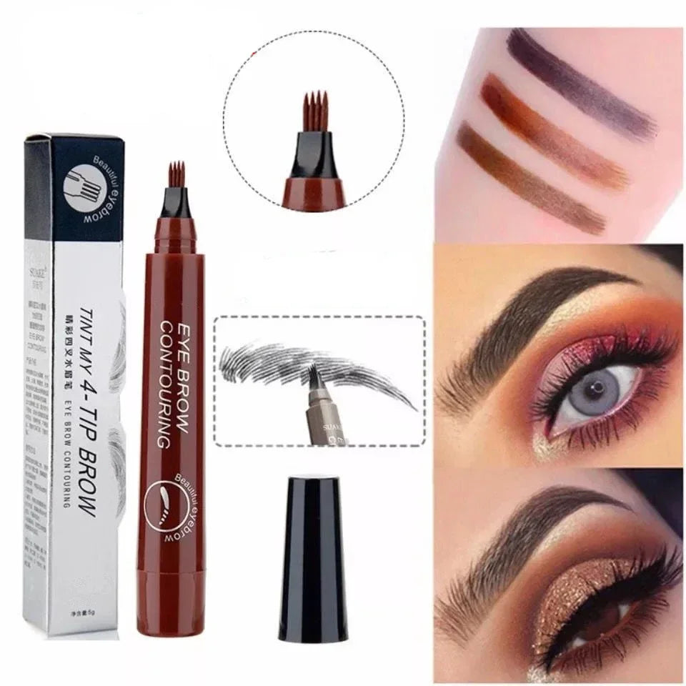 4D Microblading pero na obočí 4 vidličky Tužka na tetování na obočí Dlouhotrvající jemná skica Tekutý make-up na obočí