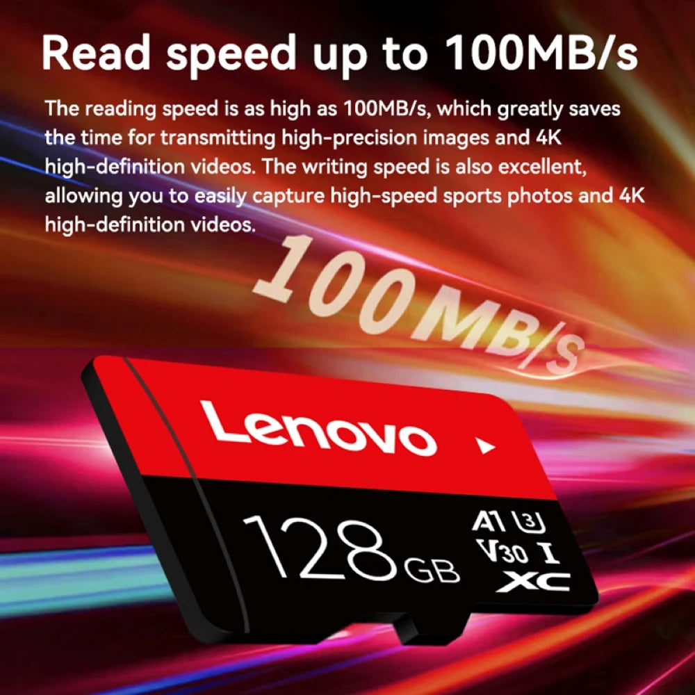 Paměťová karta Lenovo 512 GB 256 GB 128 GB 64 GB 32 GB U3 V30 4K Full HD Micro TF Mini SD karta Paměťová karta TF Flash pro telefon/počítač