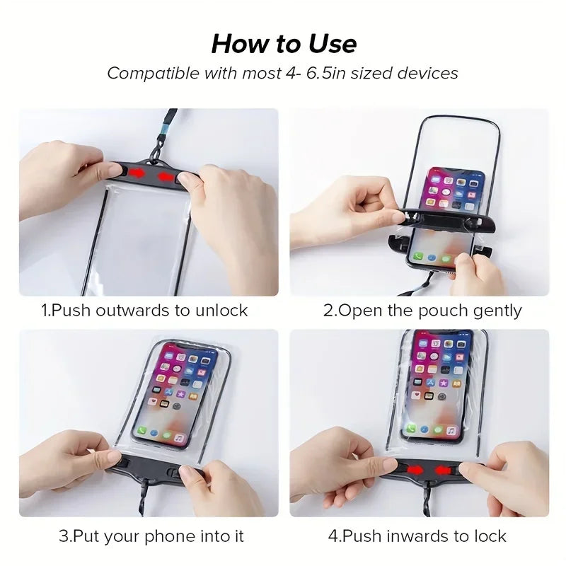 Vodotěsné pouzdro na telefon Vodotěsné plavecké pouzdro Univerzální ochranný kryt pouzdra pro iPhone Samsung pod 6,7" telefon