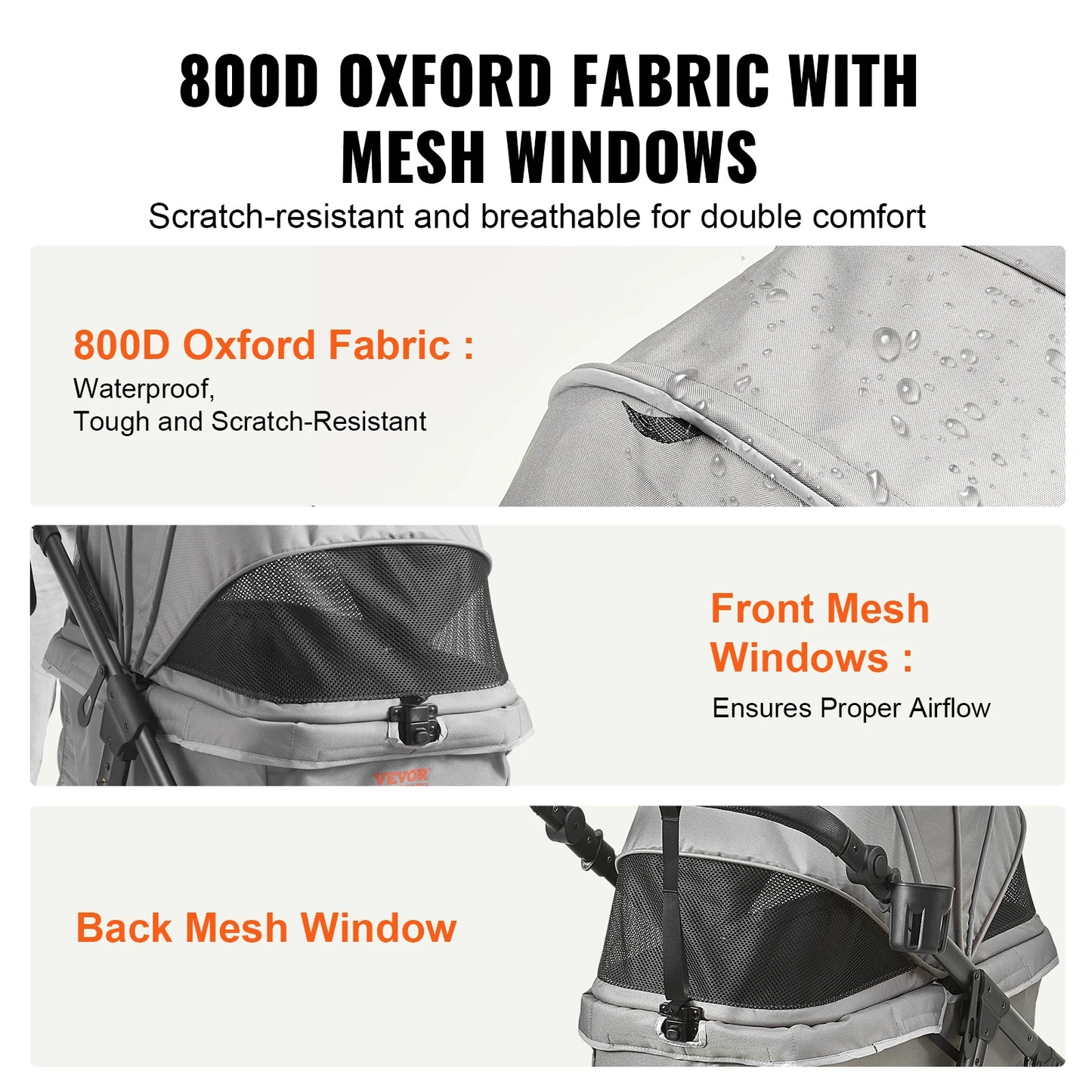 VEVOR Přepravka na kočárky pro psy Kočárky pro psy Lehké cestovní otočné s brzdami Držák na podložku pro mazlíčky pro štěňata Příslušenství