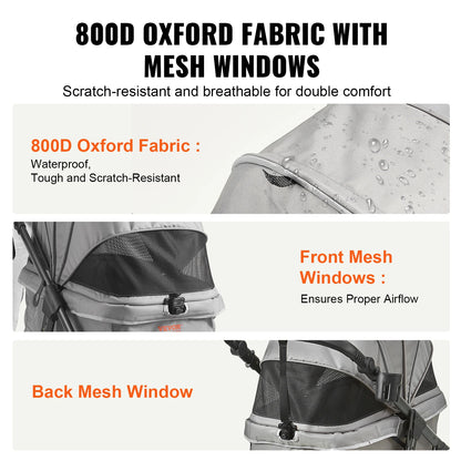 VEVOR Přepravka na kočárky pro psy Kočárky pro psy Lehké cestovní otočné s brzdami Držák na podložku pro mazlíčky pro štěňata Příslušenství