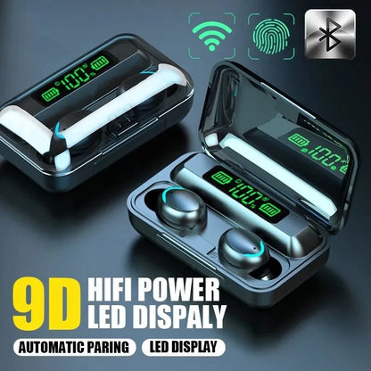 Nová sluchátka Bluetooth F9 9D stereofonní sportovní sluchátka s vysokými basy Handfree dotykové ovládání Bezdrátová sluchátka Tws Vodotěsná sluchátka