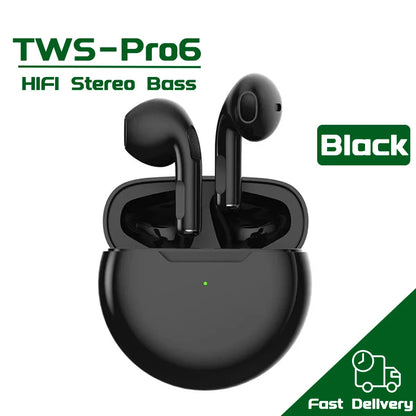 Air Pro 6 TWS Bezdrátová sluchátka s mikrofonem Fone Bluetooth sluchátka Sportovní sluchátka Pro6 J6 Headset pro Apple iPhone Xiaomi Huawei