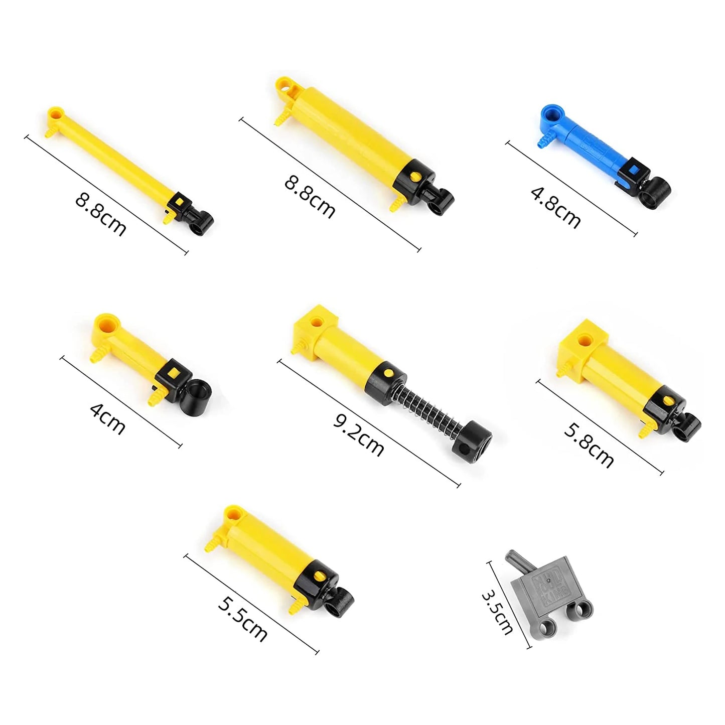 Pneumatické sady Mold King Strojírenské pneumatické válce MOC Vzduchové čerpadlo Píst Tlačné tyče, Vhodné pro Cihly Hračky Celkem 35KS