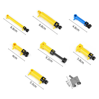 Pneumatické sady Mold King Strojírenské pneumatické válce MOC Vzduchové čerpadlo Píst Tlačné tyče, Vhodné pro Cihly Hračky Celkem 35KS