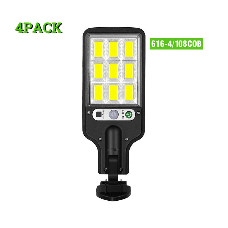 4/6/8ks 108 COB senzor Street 3 světelné režimy Venkovní voděodolné bezpečnostní solární lampy pro dálkové ovládání zahradní terasy