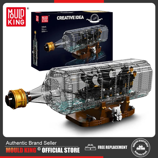 Mold King 10065 Stavební blok pirátské lodi Černá perla v láhvi Model Plachetnice Hračky Montáž Cihla Děti Vánoční dárky