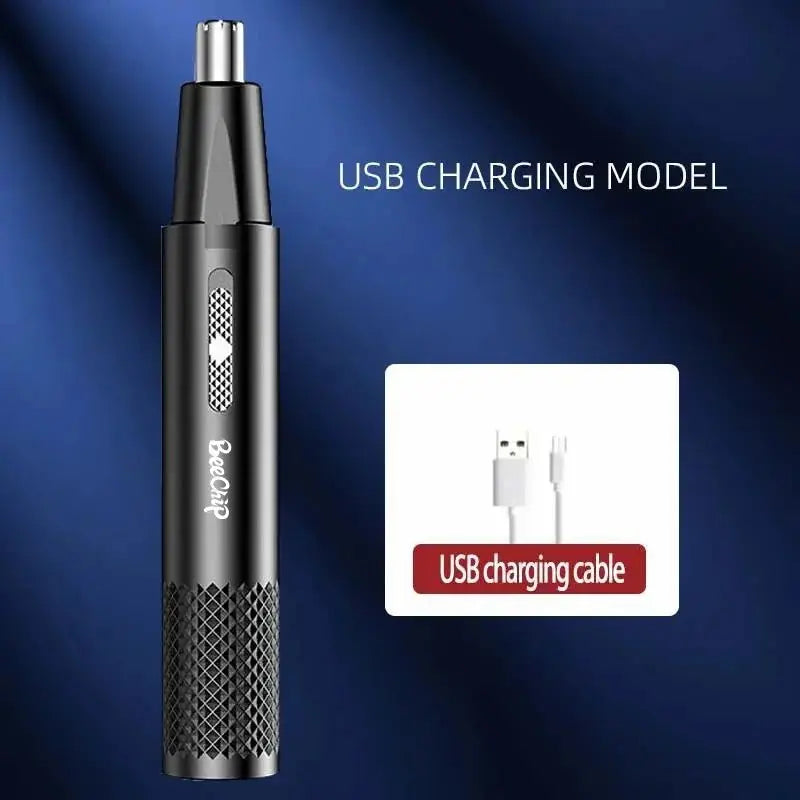 Zastřihovač chloupků v nose USB dobíjecí zastřihovač pro chloupky v nose a uších Kovový holicí strojek elektrický holicí strojek zastřihování chloupků v nose pro ženy i muže