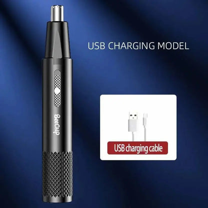 Zastřihovač chloupků v nose USB dobíjecí zastřihovač pro chloupky v nose a uších Kovový holicí strojek elektrický holicí strojek zastřihování chloupků v nose pro ženy i muže