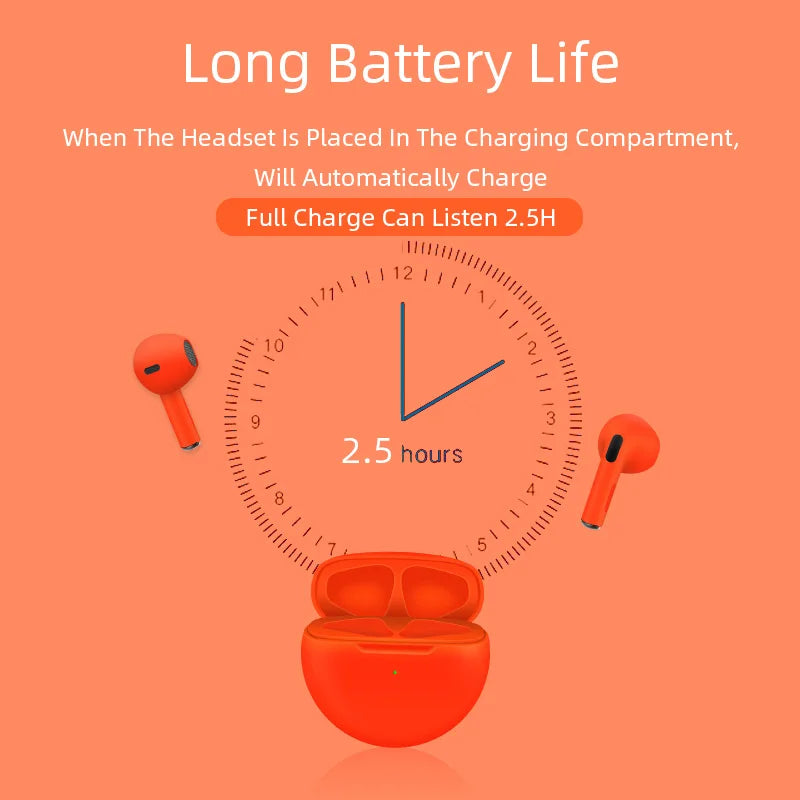 Air Pro 6 TWS Bezdrátová sluchátka s mikrofonem Fone Bluetooth sluchátka Sportovní sluchátka Pro6 J6 Headset pro Apple iPhone Xiaomi Huawei