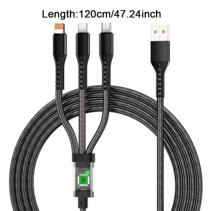 Datový kabel 3-V-1 120W/100W pro iPhone 15-7 Kabel pro rychlé nabíjení USB to TypeC 8pin Mirco USB pro Samsung Huawei Xiaomi USB C