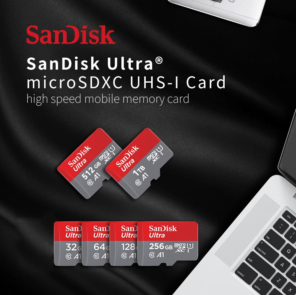 Paměťová karta SanDisk Ultra A1 Micro SD V10 C10 U1 32GB 64G 128G 256G 512G 1TB TF Flash karta pro telefon s fotoaparátem Nintendo Switch