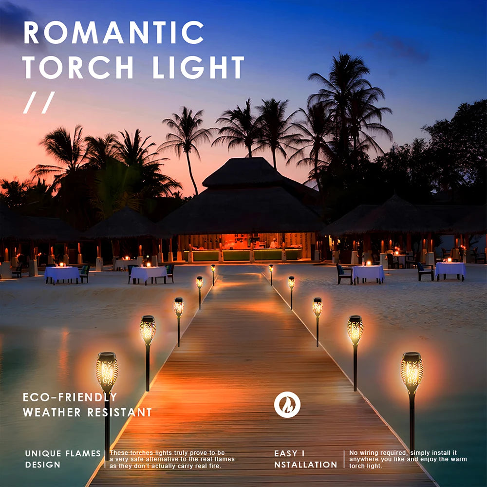 1/2/4/8ks Světla se solárním plamenem 12LED žárovky Blikající Vodotěsná zahradní dekorace Venkovní cesta na trávník Dvůr Patio noční stojací lampy