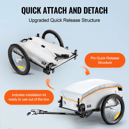 VEVOR 100lbs nákladní přívěs na kolo Skládací vozík na jízdní kolo s vodotěsným krytem a bezpečnými odrazkami Vhodné pro 22"-28" kolo kola