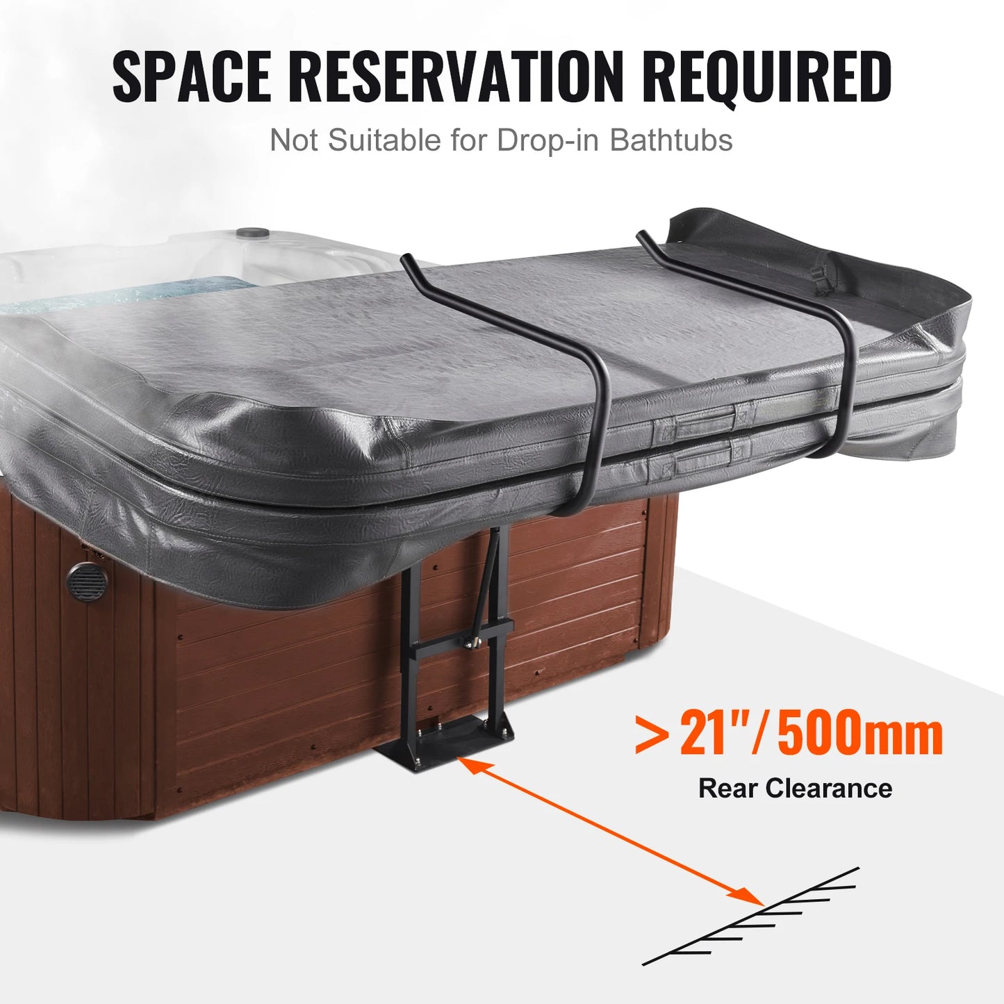 VEVOR Zvedák krytu vířivky Zvedák krytu vířivky, Hydraulická výška 33,1" - 41,3" Šířka 53,1" - 92,5" Nastavitelná instalace zespodu