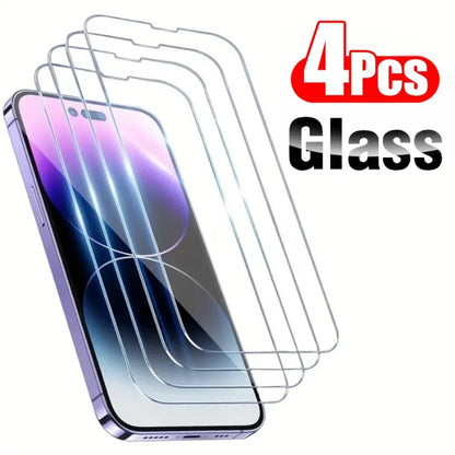 4ks Tvrzené sklo pro iPhone 15 14 13 12 11 Ochranné sklo XR odolné proti rozbití pro iPhone 15ProMax 14Pro s vysokým rozlišením