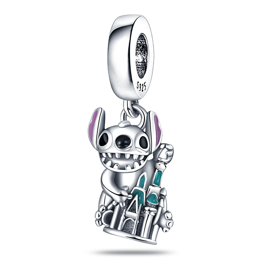 Nové 925 Sterling Silver Módní Dámské korálky s přívěskem Wolf Head Dumbo Vhodné pro náramek Pandora Náhrdelník DIY jemné šperky