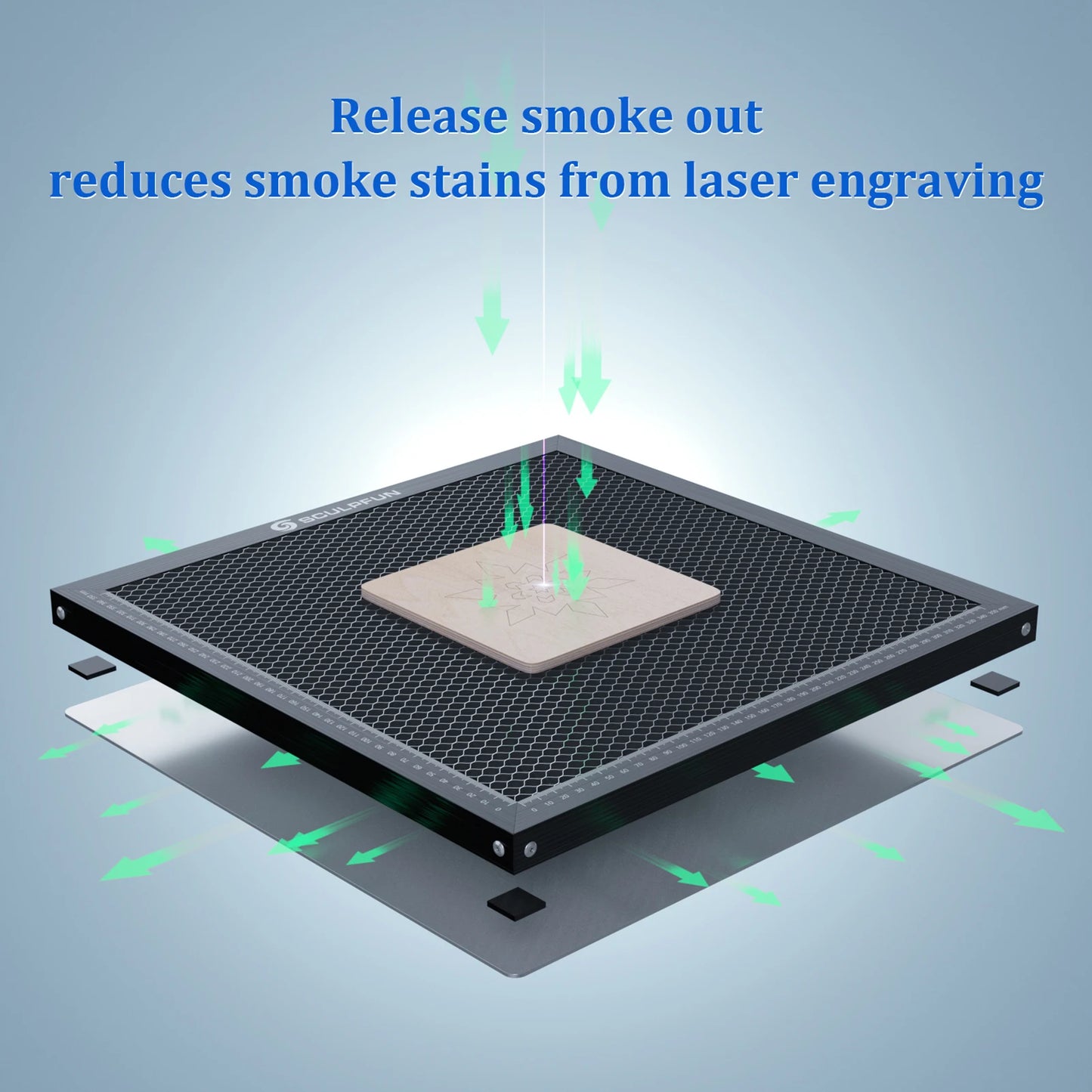 SCULPFUN S9 laserové řezání Voština 400x400mm Pracovní stůl Deska Ocelový panel Platforma pro řezání CO2 diodou laserem