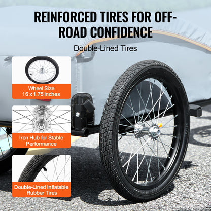 VEVOR 100lbs nákladní přívěs na kolo Skládací vozík na jízdní kolo s vodotěsným krytem a bezpečnými odrazkami Vhodné pro 22"-28" kolo kola