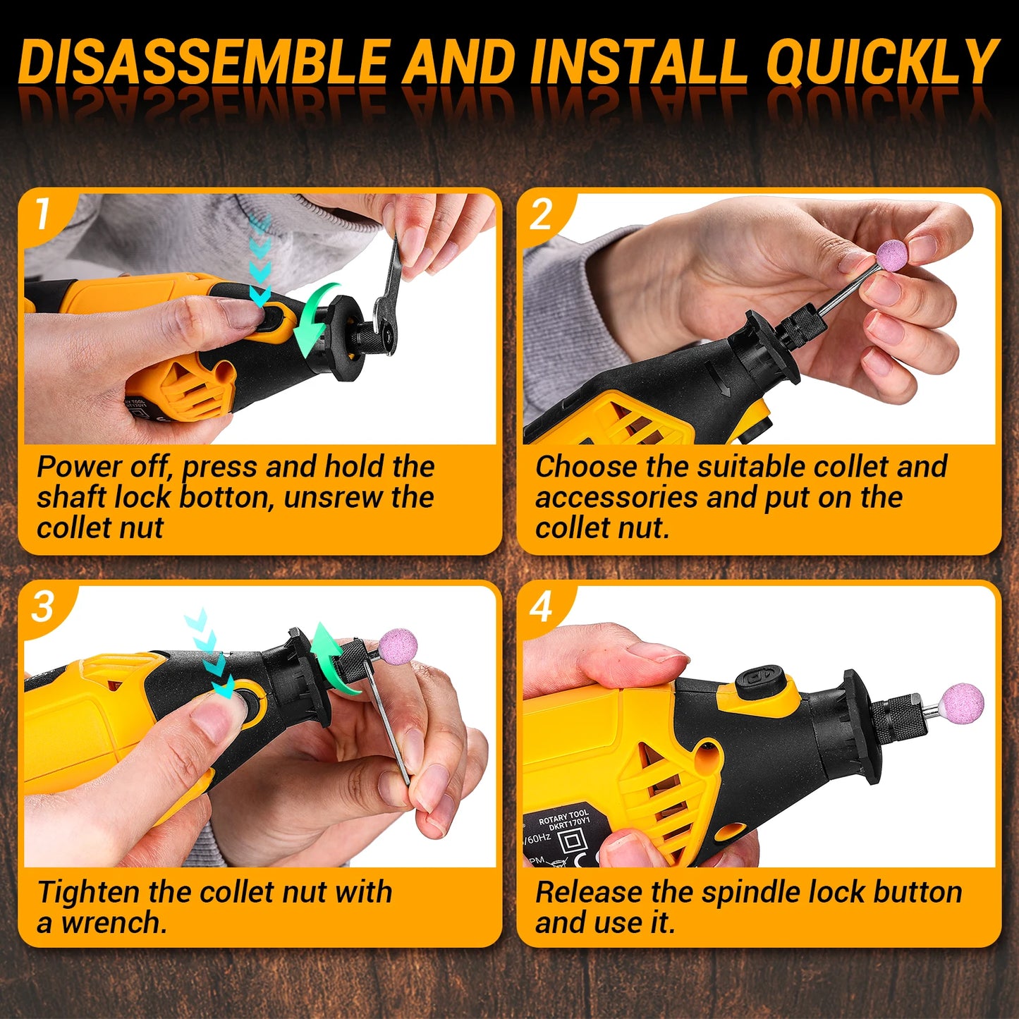 Sada rotačních nástrojů DEKO 220v Elektrické ruční rotační nářadí Mini na dřevo/kov, elektrická bruska