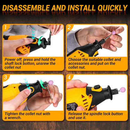 Sada rotačních nástrojů DEKO 220v Elektrické ruční rotační nářadí Mini na dřevo/kov, elektrická bruska