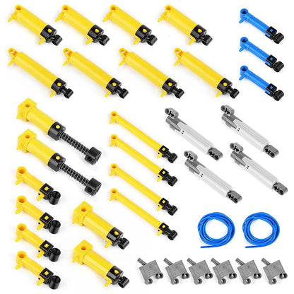 Pneumatické sady Mold King Strojírenské pneumatické válce MOC Vzduchové čerpadlo Píst Tlačné tyče, Vhodné pro Cihly Hračky Celkem 35KS