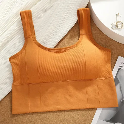 Crop topy pro ženy s vestavěnou podprsenkou, bezešvý drátěný, pohodlný sexy polstrovaná podpora, cvičení na jógu, sportovní zkrácené topy