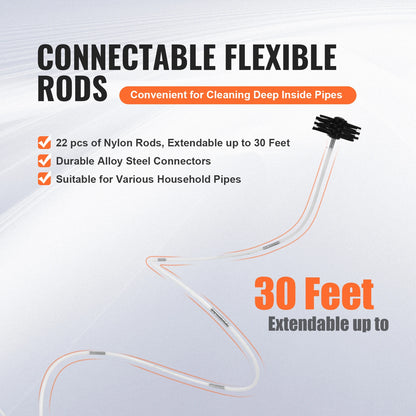 Sada na čištění větracích otvorů sušičky VEVOR Flexibilní kartáč na zachycení vláken Vyztužený nylonový kanálek ​​Čisticí nástroje na čištění sušičky Vent Brush Sada na čištění sušičky