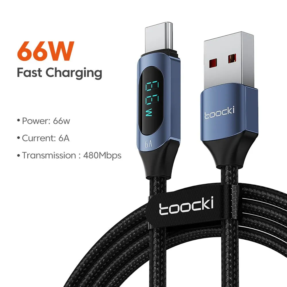 Kabel Toocki Type C to Type C 100W PD rychlonabíjecí nabíječka USB C to USB C Display kabel pro Xiaomi POCO F3 Realme Macbook iPad