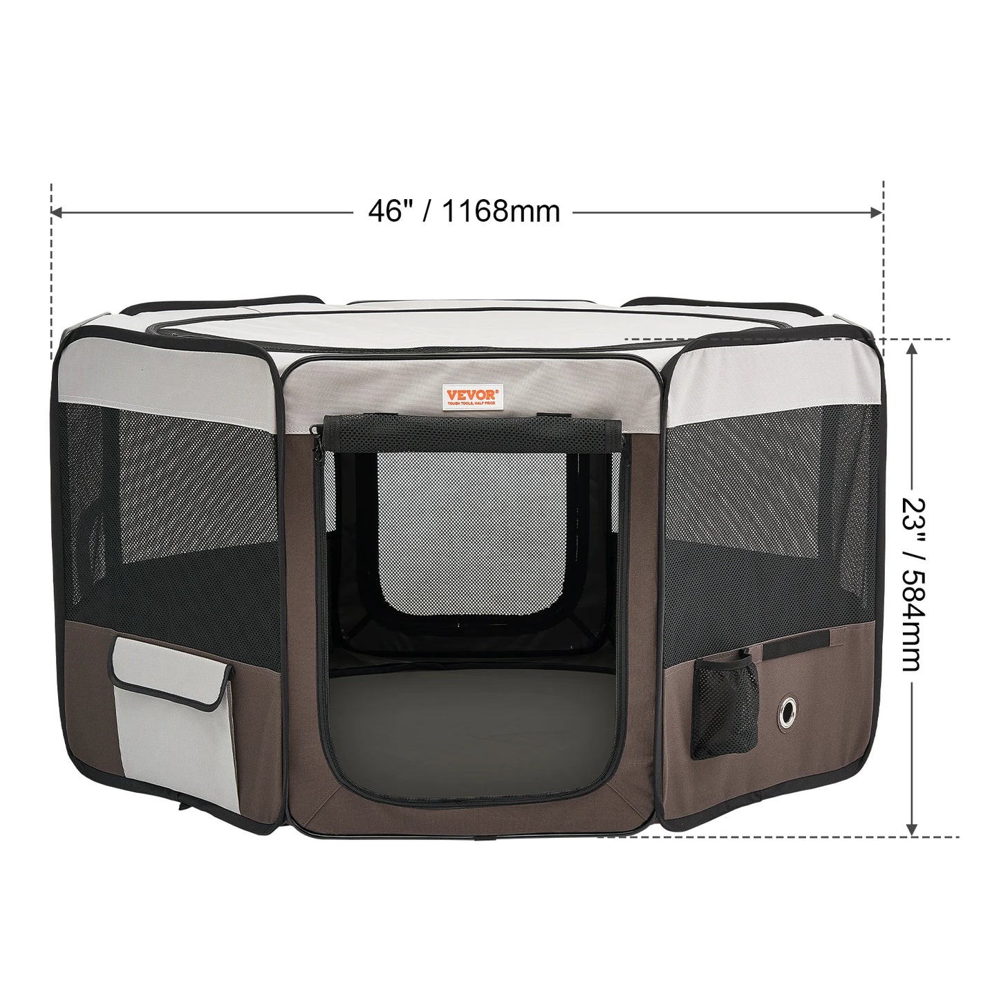 VEVOR Skládací ohrádka pro mazlíčky 46 palců Přenosná ohrádka pro psy Bouda s přepravkou pro štěňata Kočka Premium voděodolná 600D Oxford látka