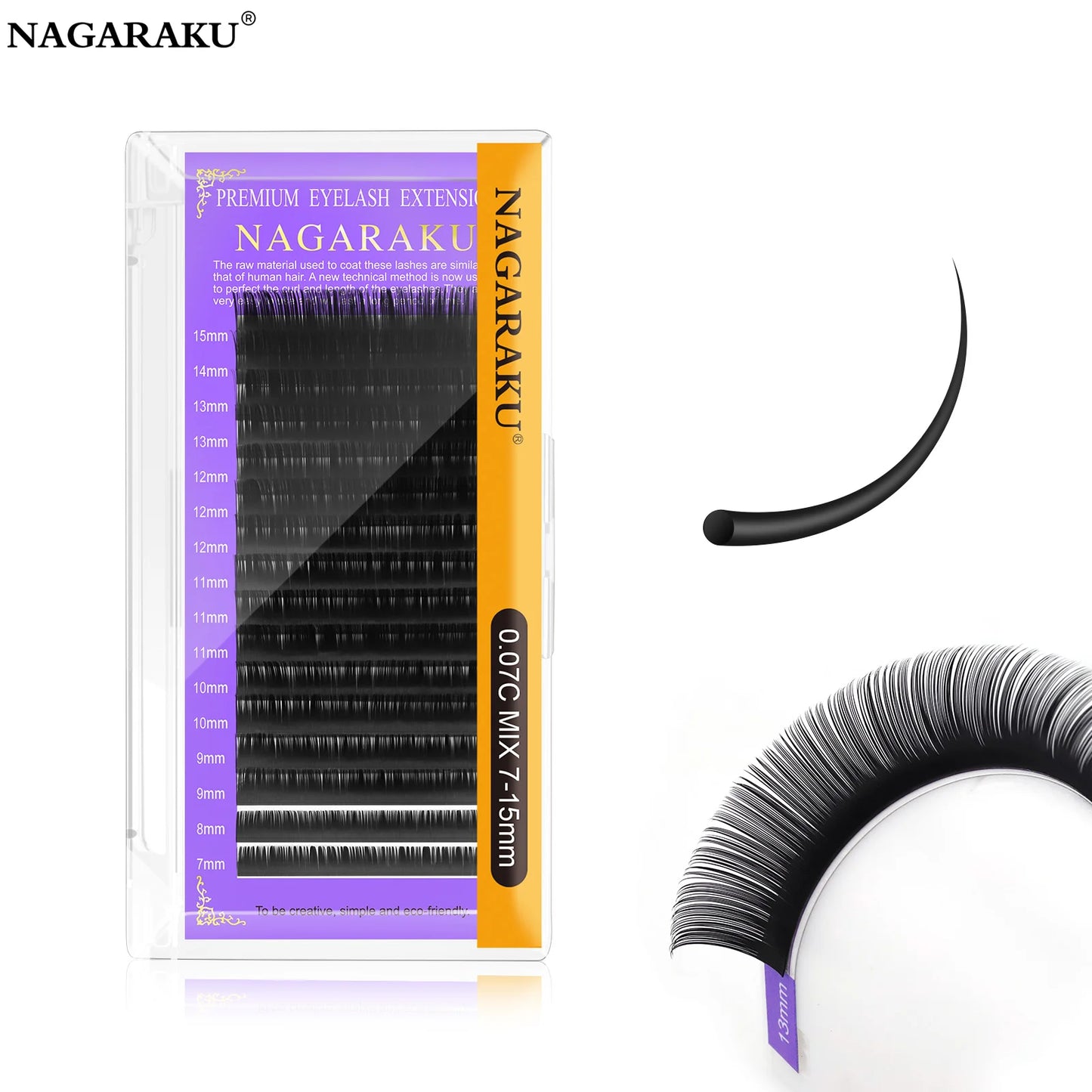 NAGARAKU Individual Lashes Premium Classic prodlužování řas Black Matte Natural Soft