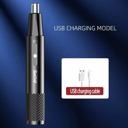 Zastřihovač chloupků v nose USB dobíjecí zastřihovač pro chloupky v nose a uších Kovový holicí strojek elektrický holicí strojek zastřihování chloupků v nose pro ženy i muže