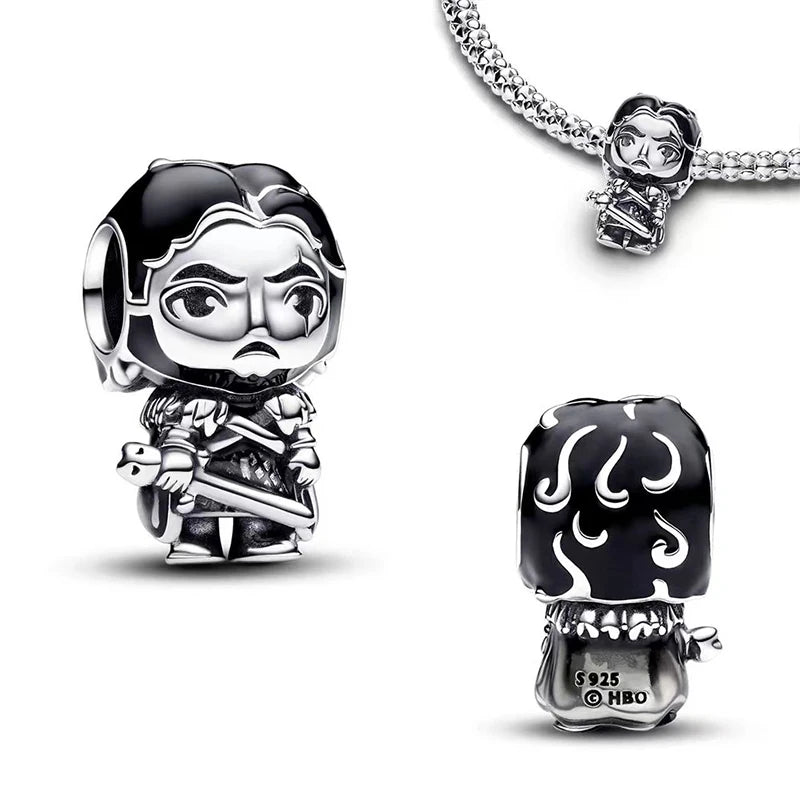 Nové 925 Sterling Silver Módní Dámské korálky s přívěskem Wolf Head Dumbo Vhodné pro náramek Pandora Náhrdelník DIY jemné šperky