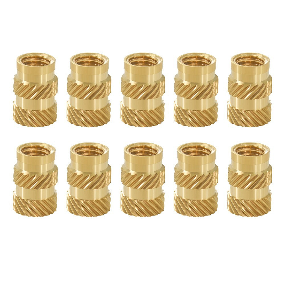 TWO TREES 10pcs M5 Mellow Brass Hot Melt Insert Nuts, SL-Type Double Twill Knurled Nuts