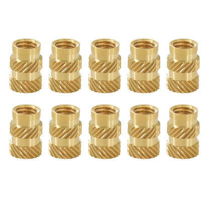 TWO TREES 10pcs M5 Mellow Brass Hot Melt Insert Nuts, SL-Type Double Twill Knurled Nuts