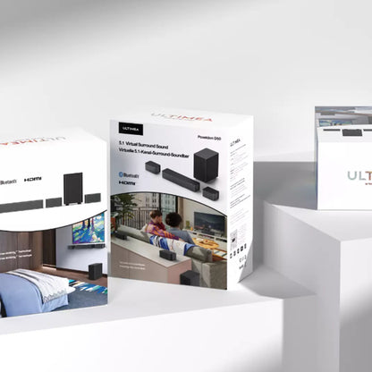 Ultimea Poseidon D50 5.1 Channel Soundbar with Subwoofer and Rear Surround Speakers, Adjustable Surround Level, 3 EQ Modes