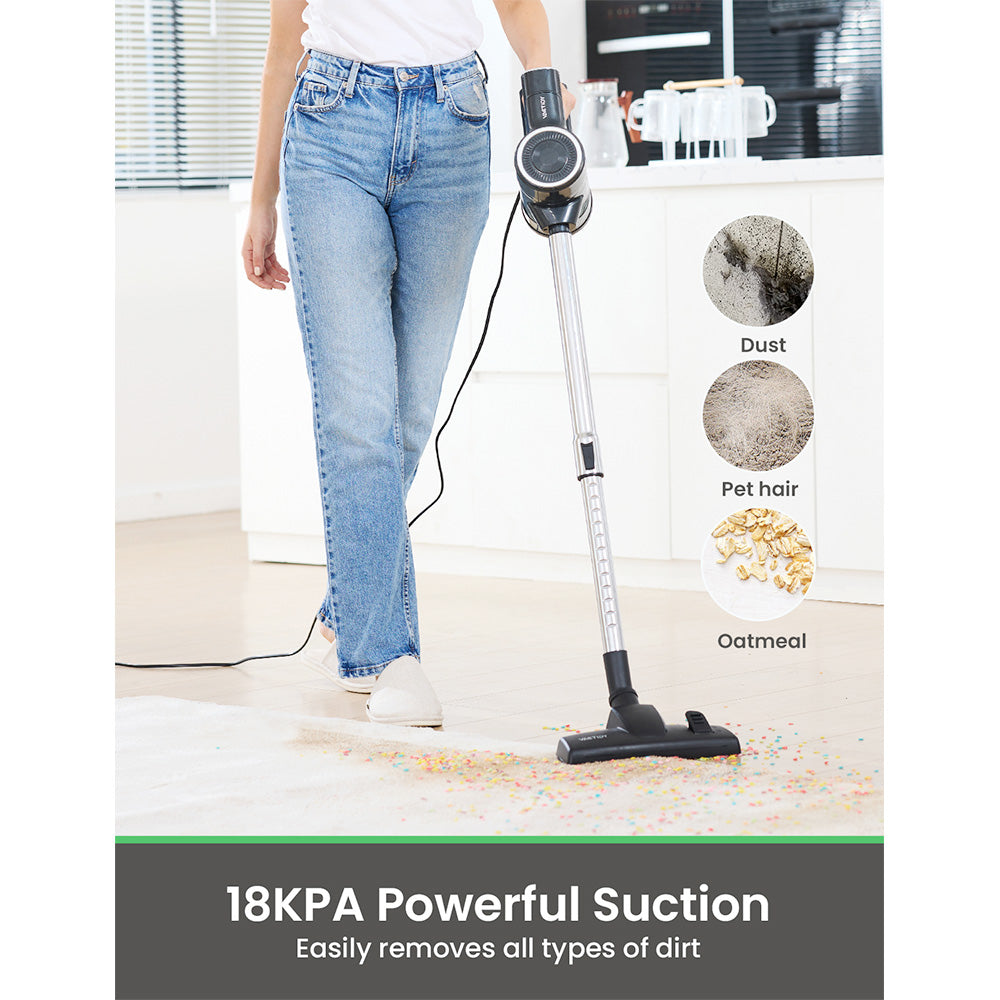 Vactidy C6 Corded Vacuum Cleaner, 18kPa Powerful Suction, 800ml Dust Box, with 7m Cable, 600W Motor, HEPA Filter, Anti-Overheating/Anti-scalding