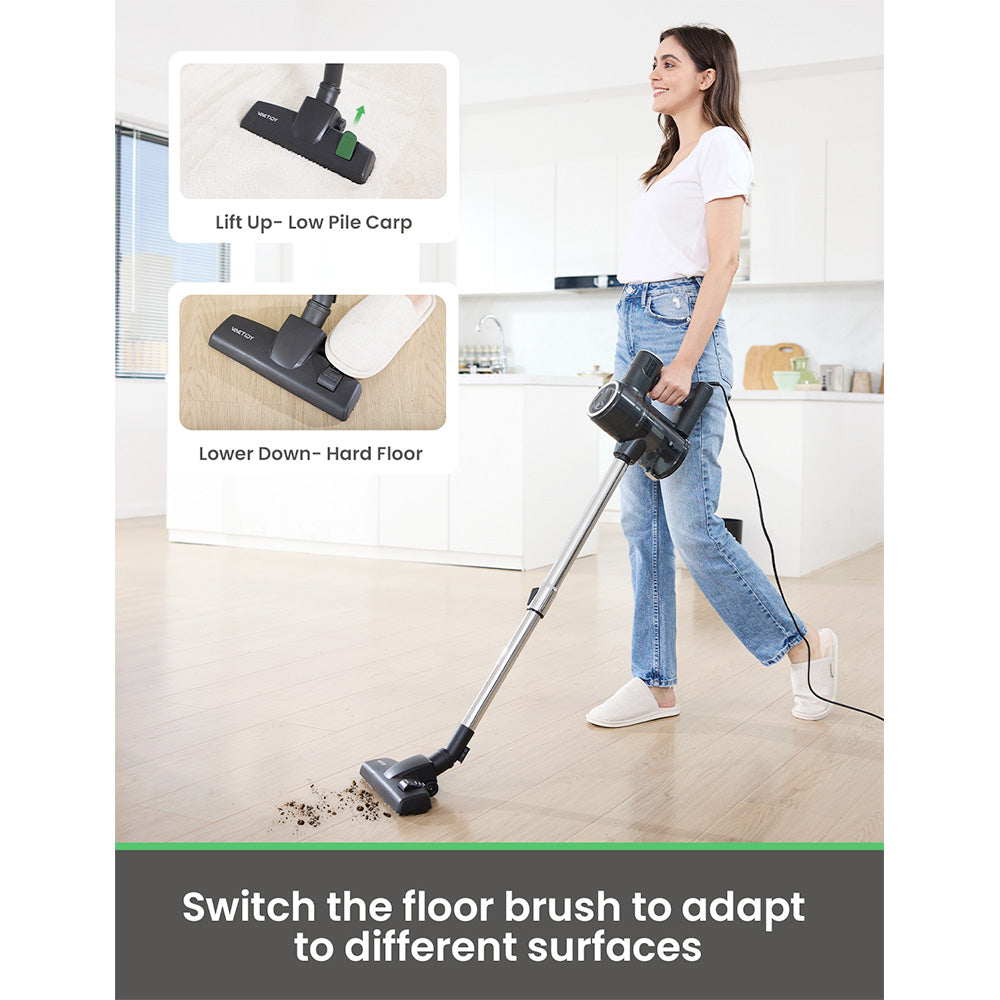 Vactidy C6 Corded Vacuum Cleaner, 18kPa Powerful Suction, 800ml Dust Box, with 7m Cable, 600W Motor, HEPA Filter, Anti-Overheating/Anti-scalding